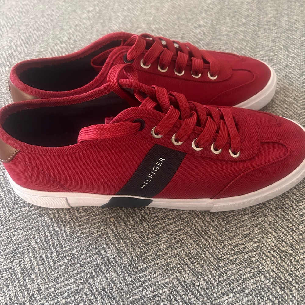 Tommy Hilfiger Red Canvas Sneakers